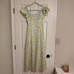 Altar'd State Yellow and Blue Floral Maxi Dress